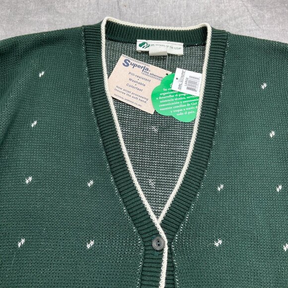 Girl Scouts of USA Cardigan Large Green White Fleck Acrylic Sweater USA VTG‎ NWT - Picture 2 of 11